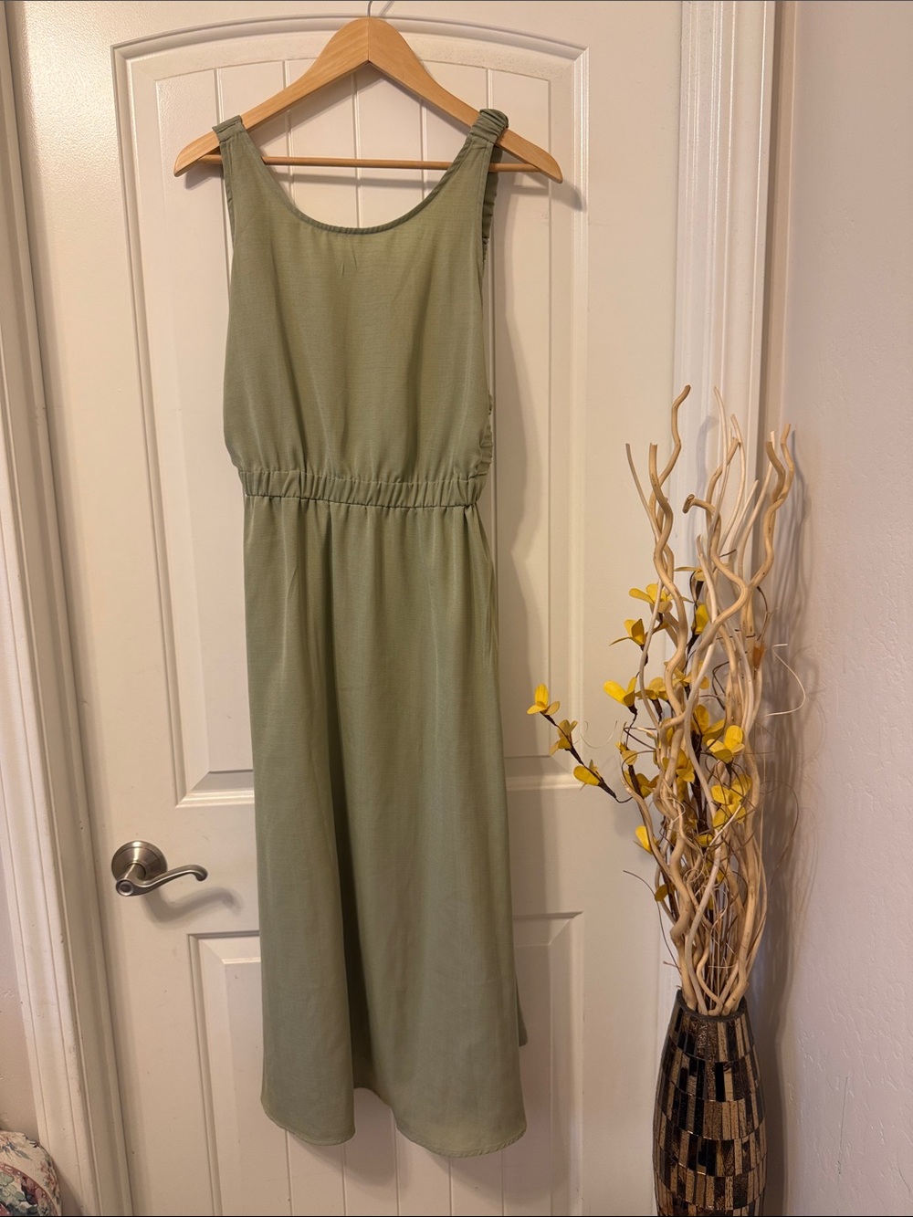 BellanBlue Sleeveless Sage Green Midi Dress